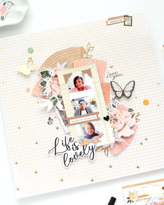 "Life is Lovely" Scrapbook Layout with Rosie's Studio Golden Afternoon