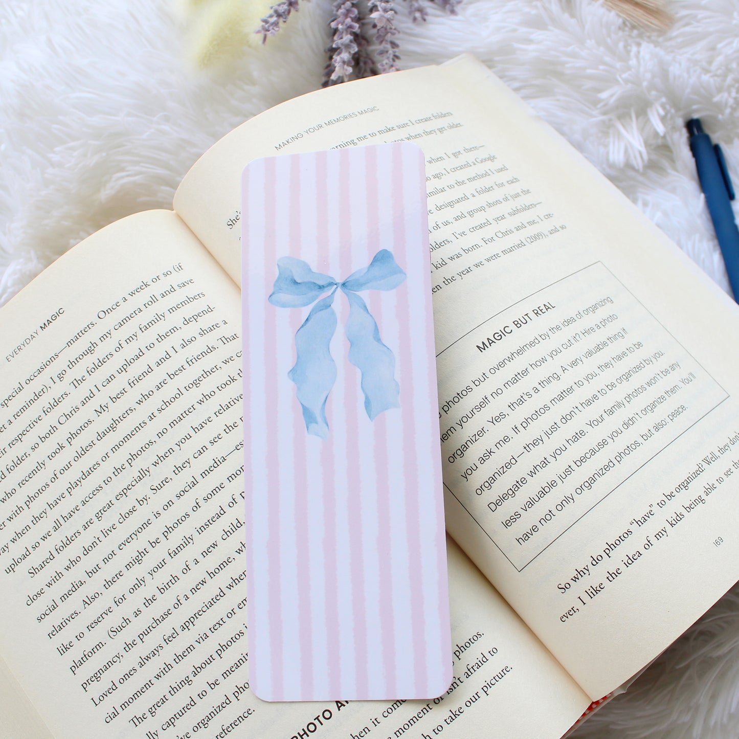 Striped Bow Bookmark, Wide