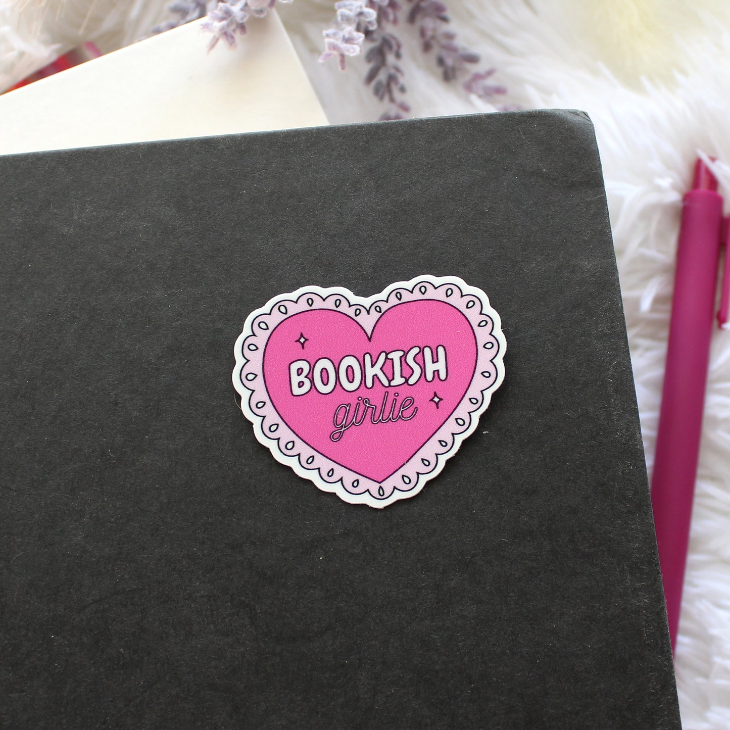 Book Girlie Lace Heart Sticker.