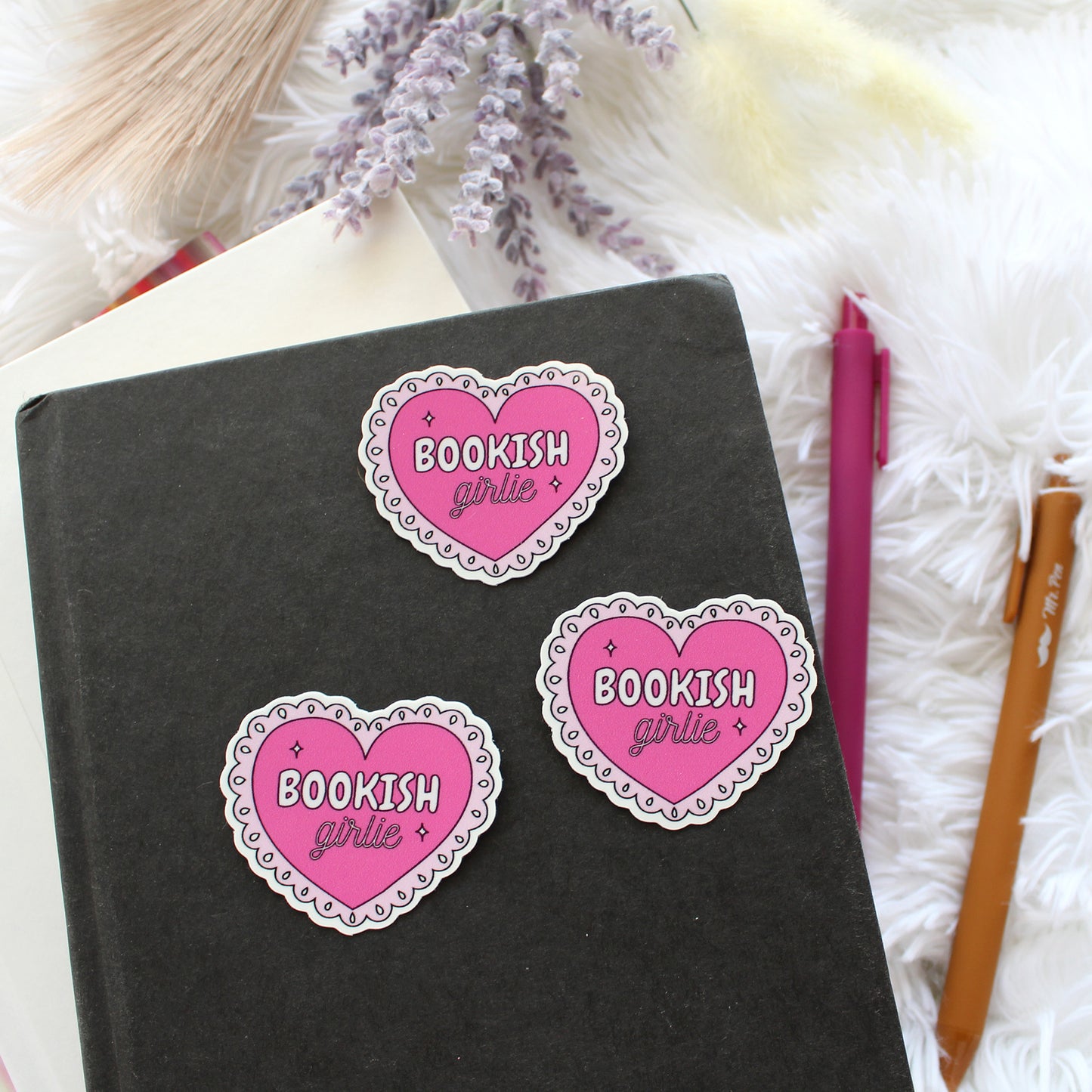 Book Girlie Lace Heart Sticker.