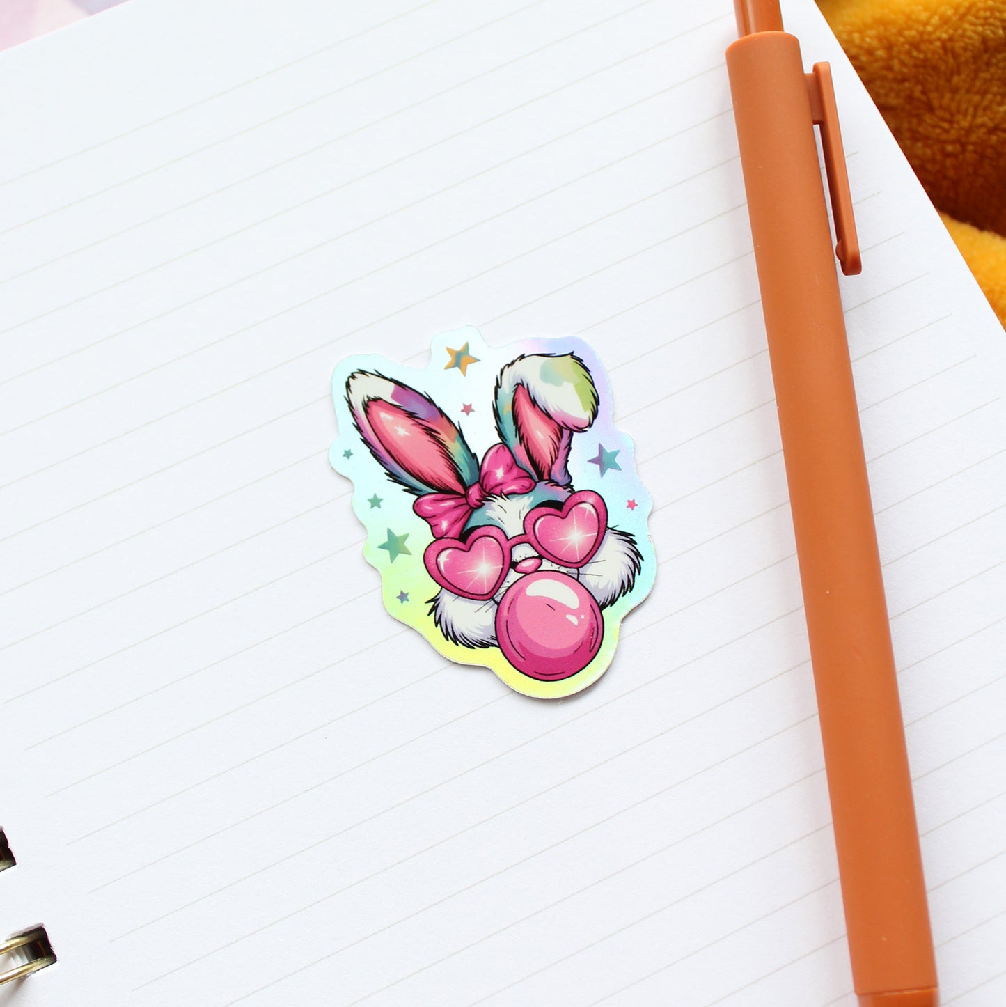 Holographic Bubble Gum Bunny Sticker