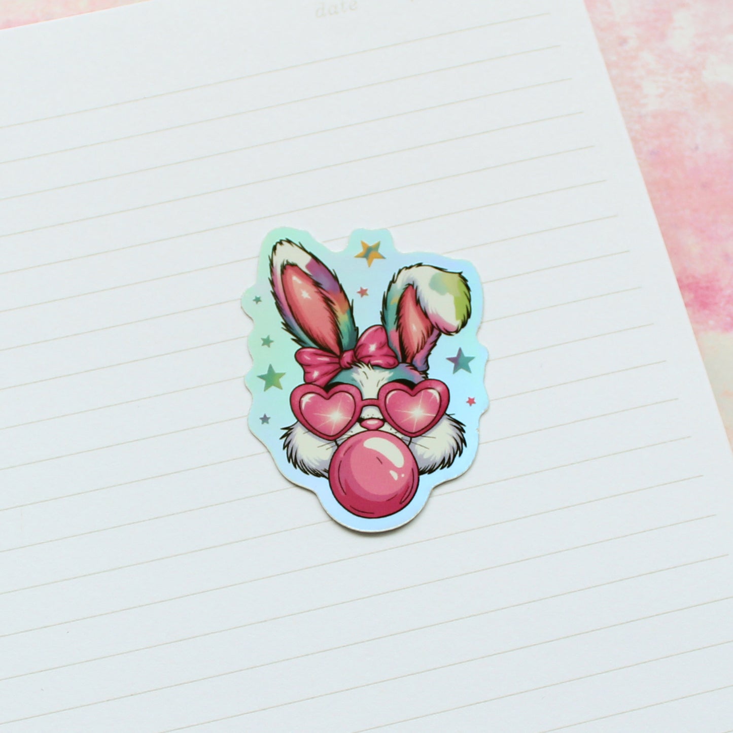 Holographic Bubble Gum Bunny Sticker
