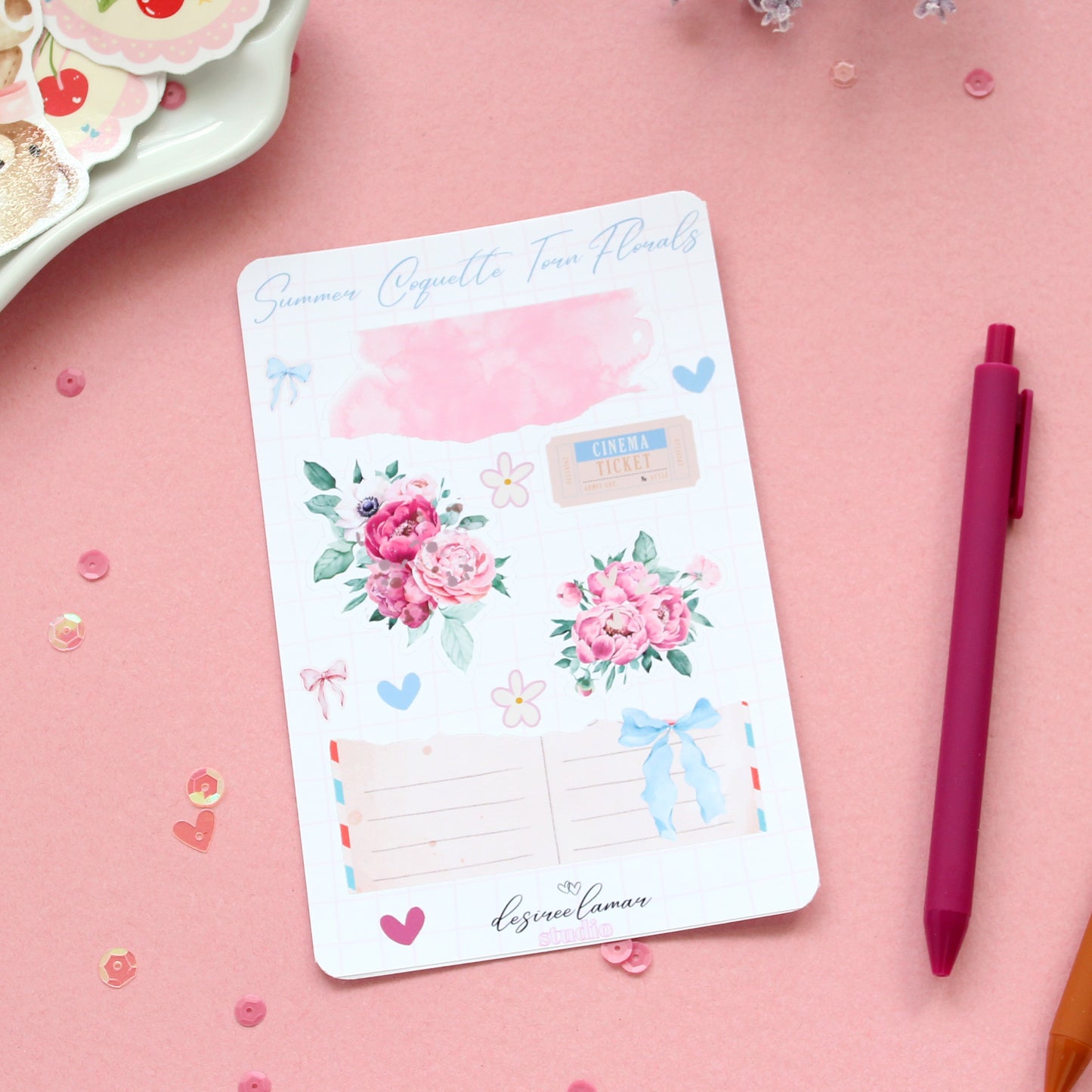 Summer Coquette Torn Florals Sticker Sheet A