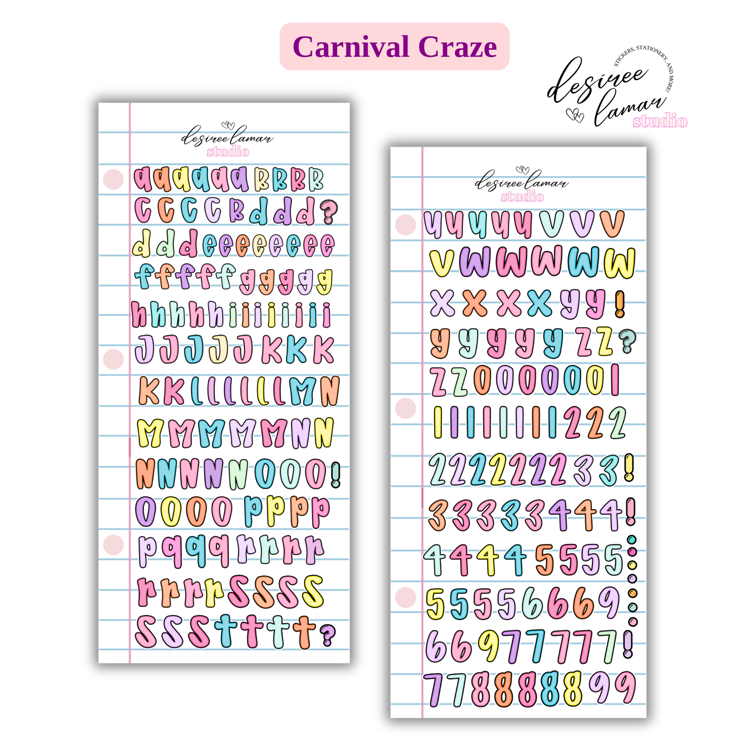 Carnival Craze Letter Stickers
