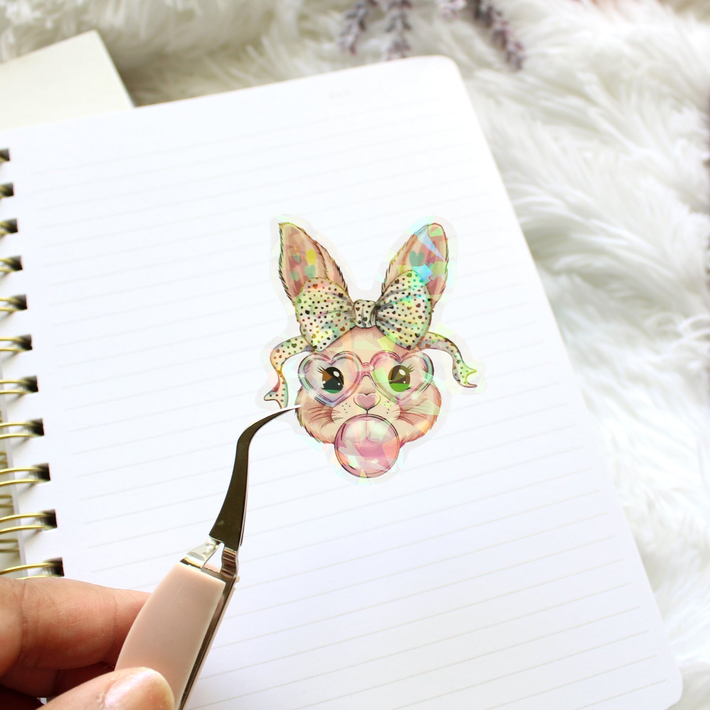 Clear Holographic Coquette Bunny Sticker