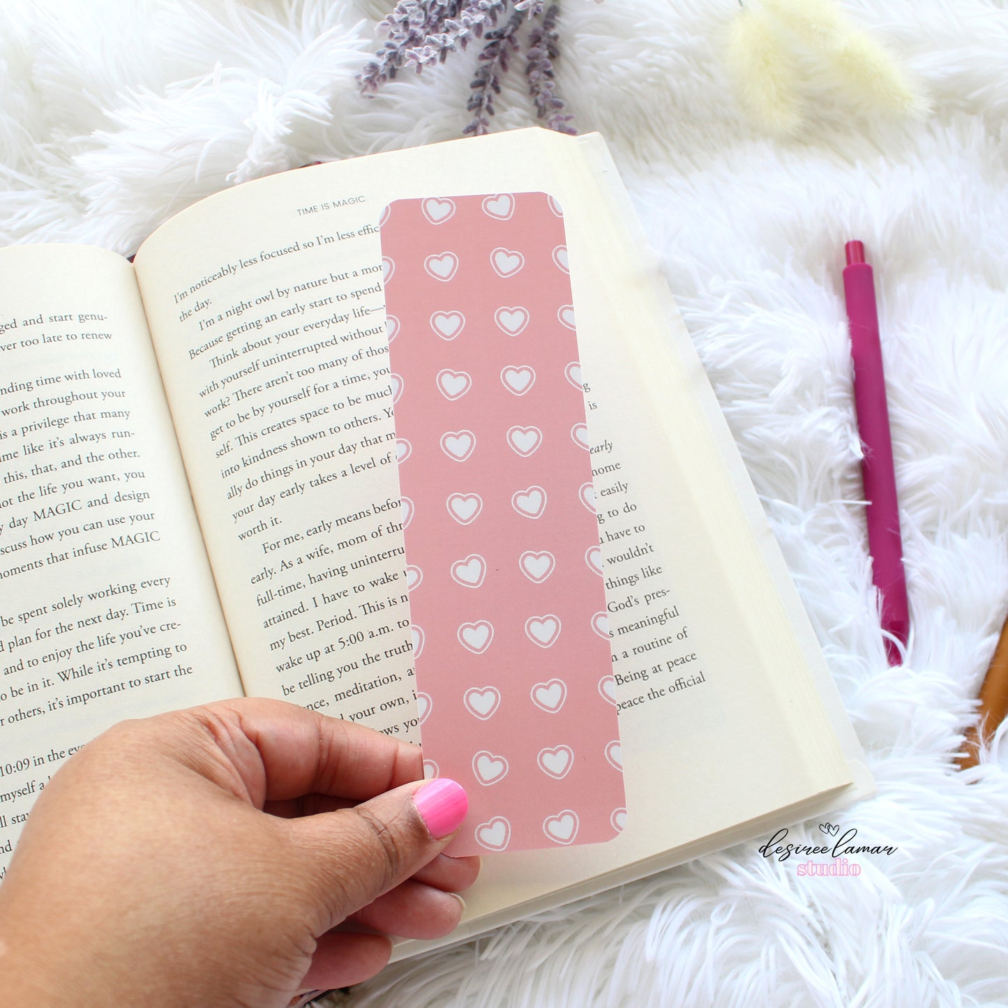 Pink & White Heart Bookmark