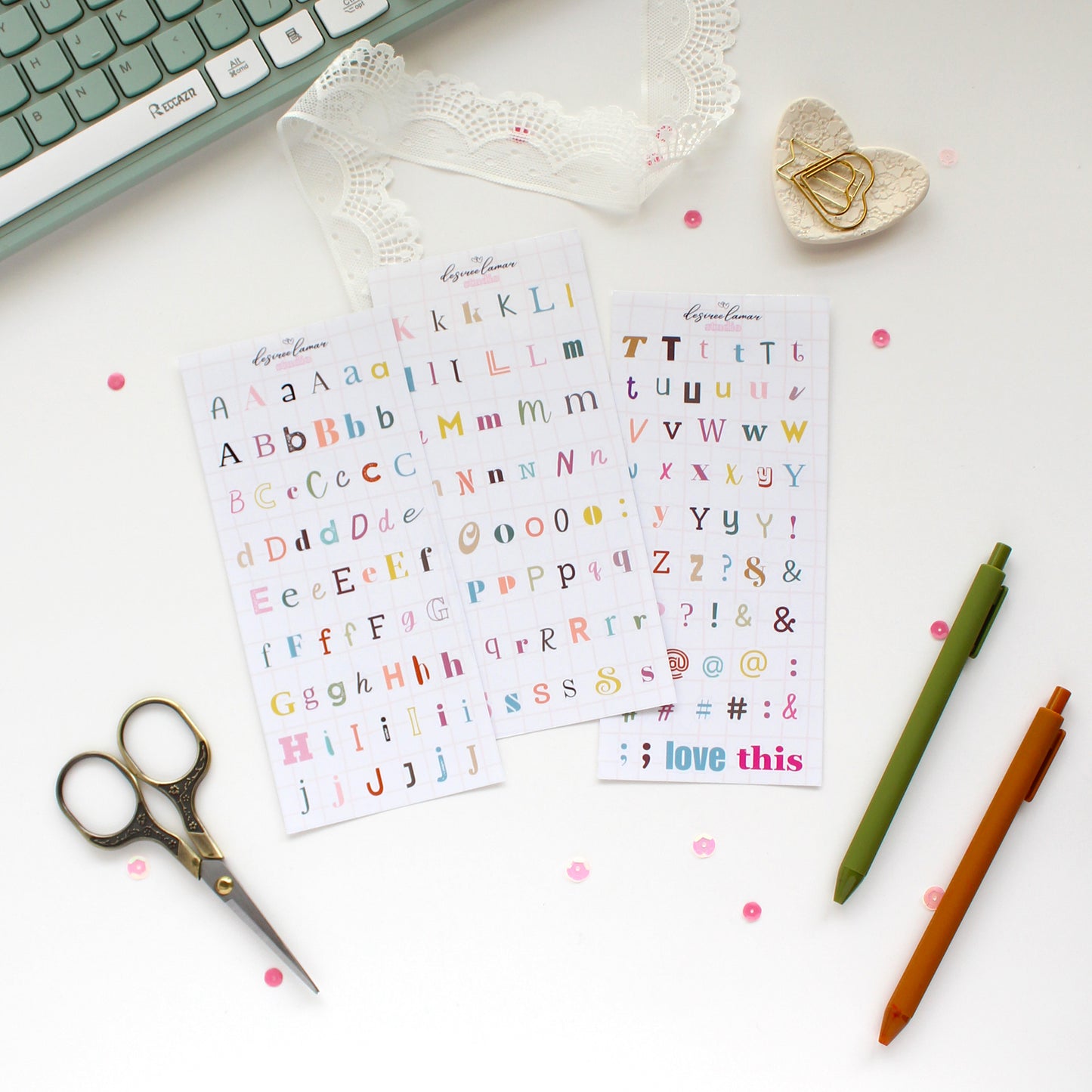 Gingham Garden Sticker Collection | Alpha Sticker Sheet