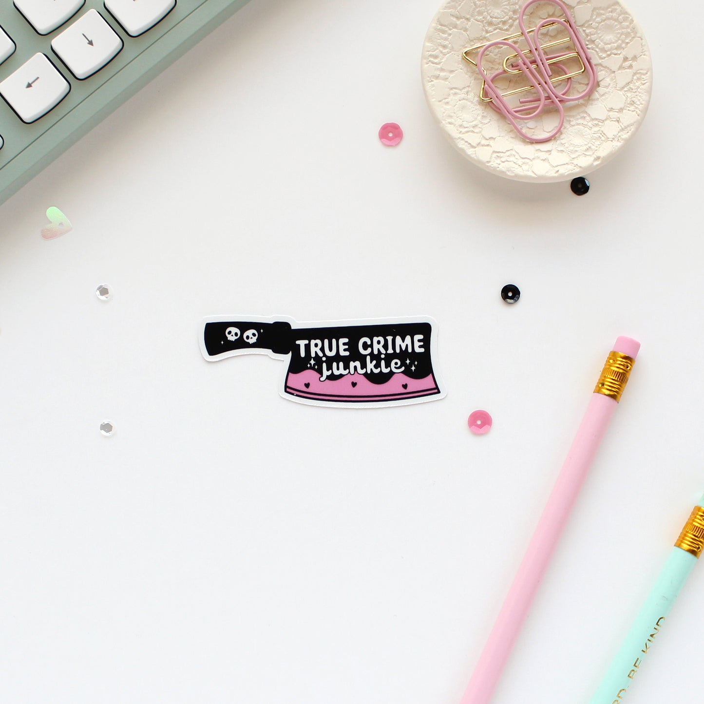 True Crime Junkie Die-Cut Sticker