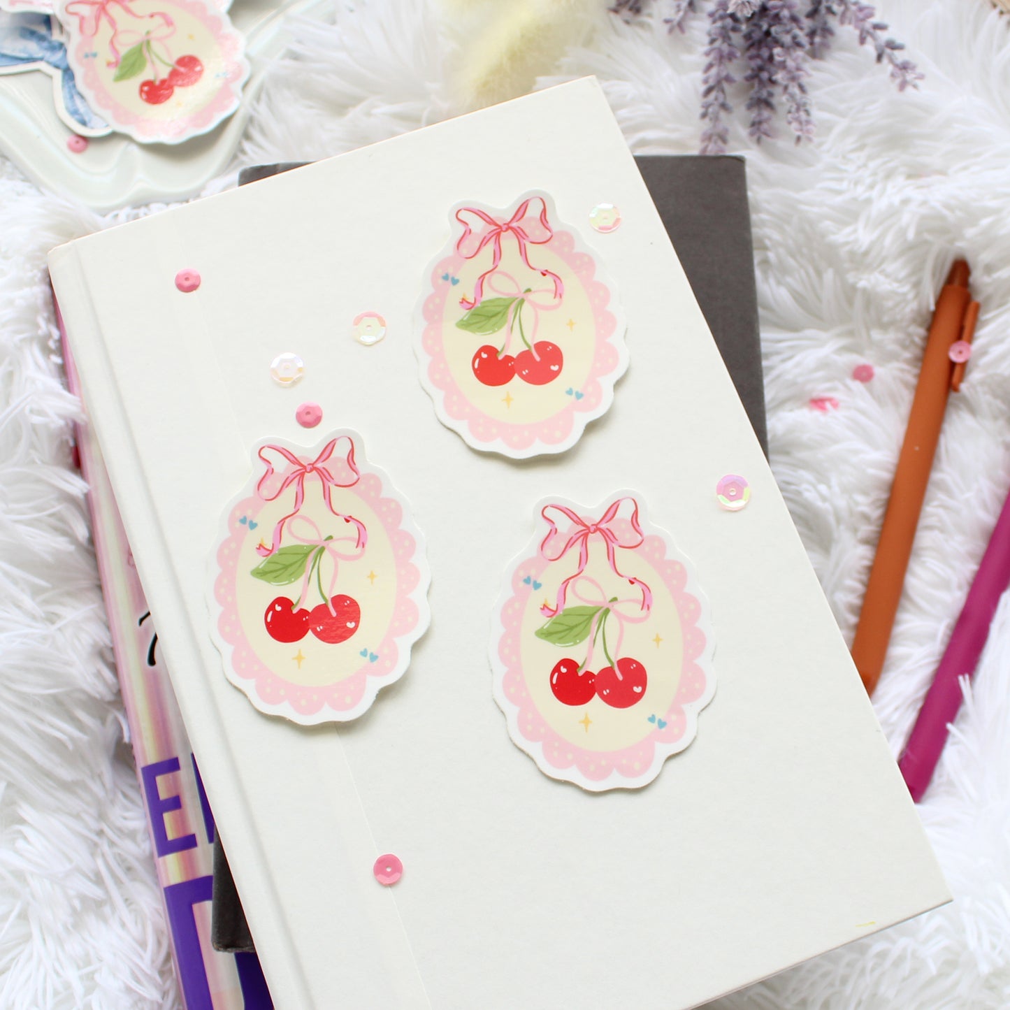 Cherry Scallop Frame Sticker