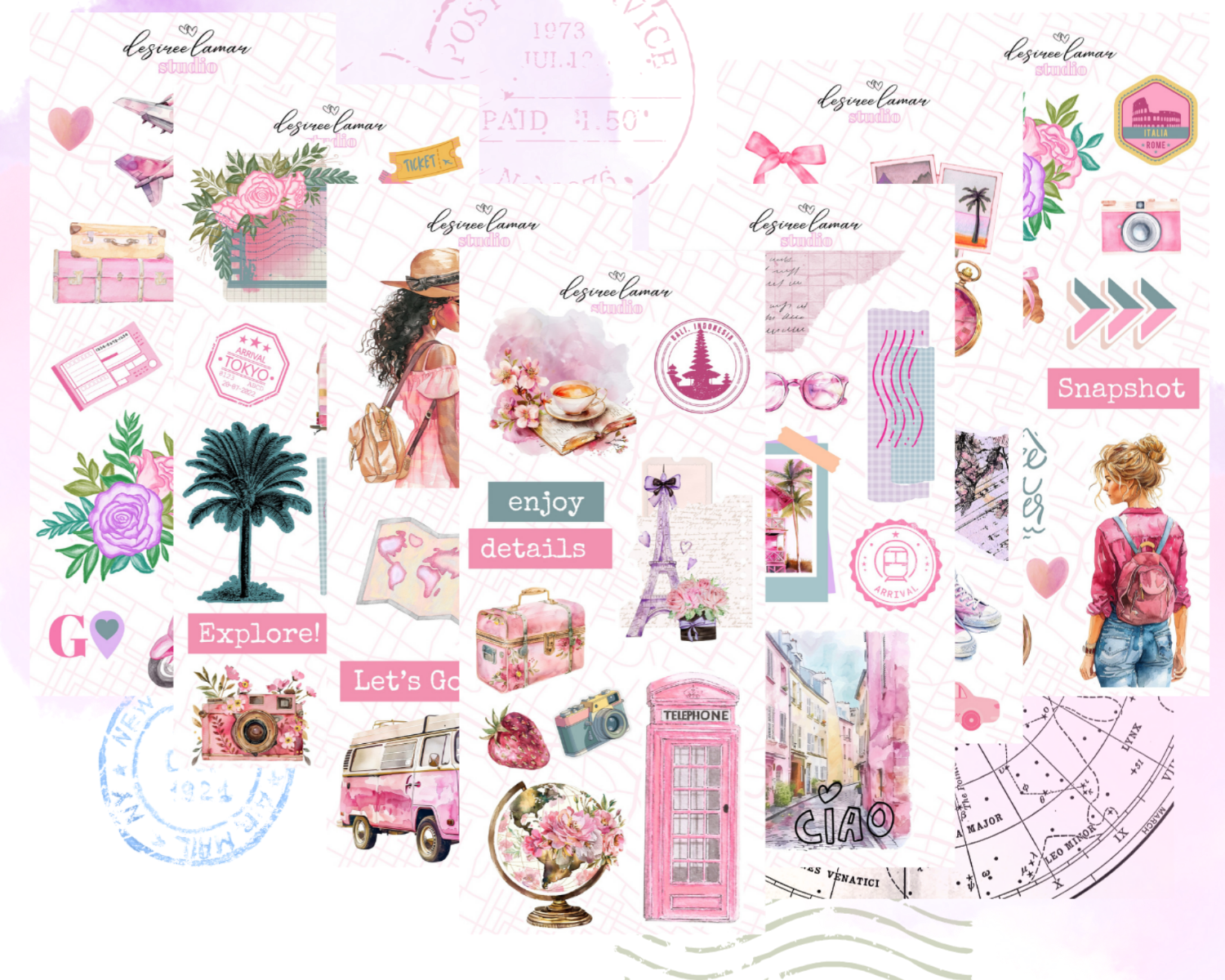 Journey Sticker Collection - Summer, Travel Theme