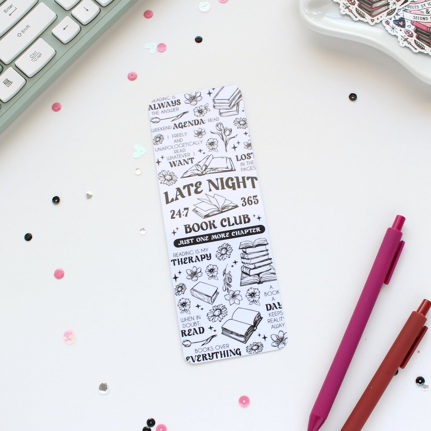 Late Night Book Club Laminated Bookmark