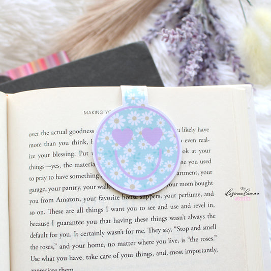 Blue Daisy Smiley Magnetic Bookmark