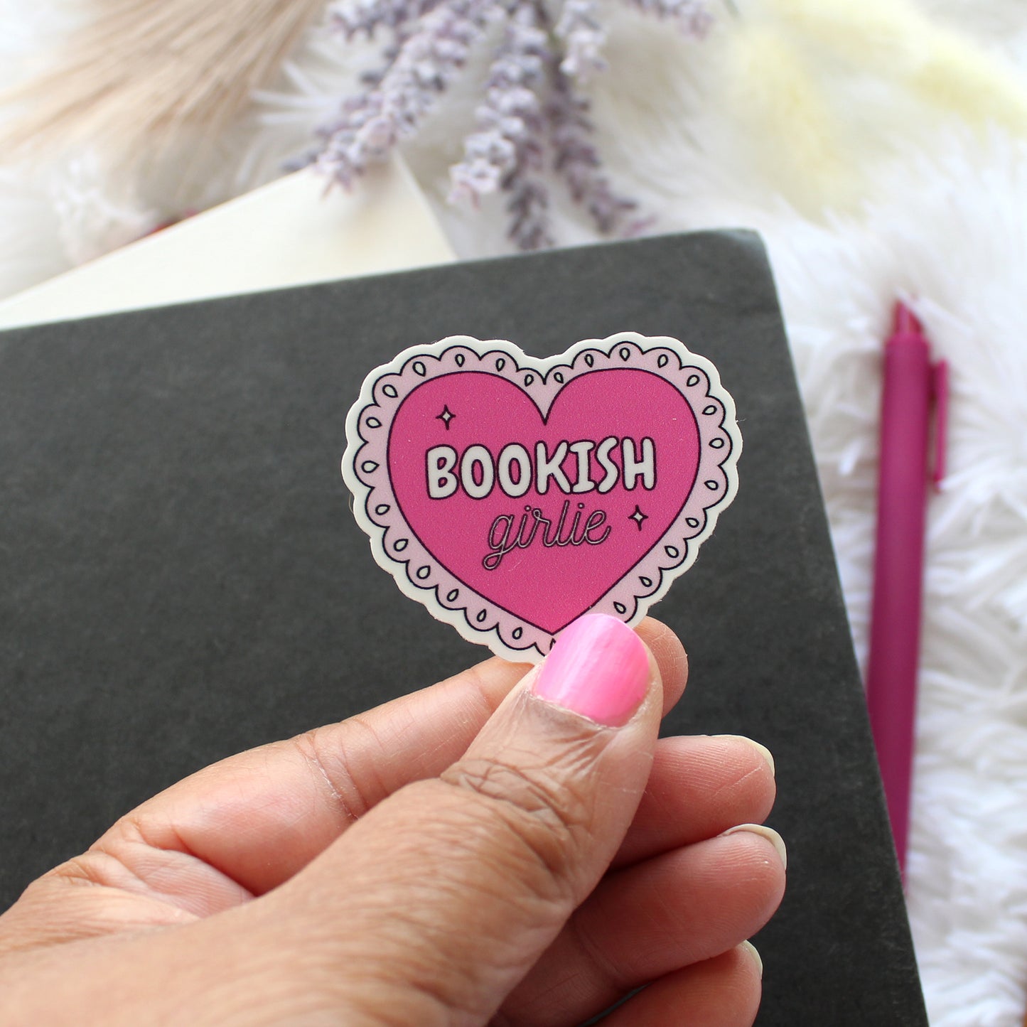 Book Girlie Lace Heart Sticker.
