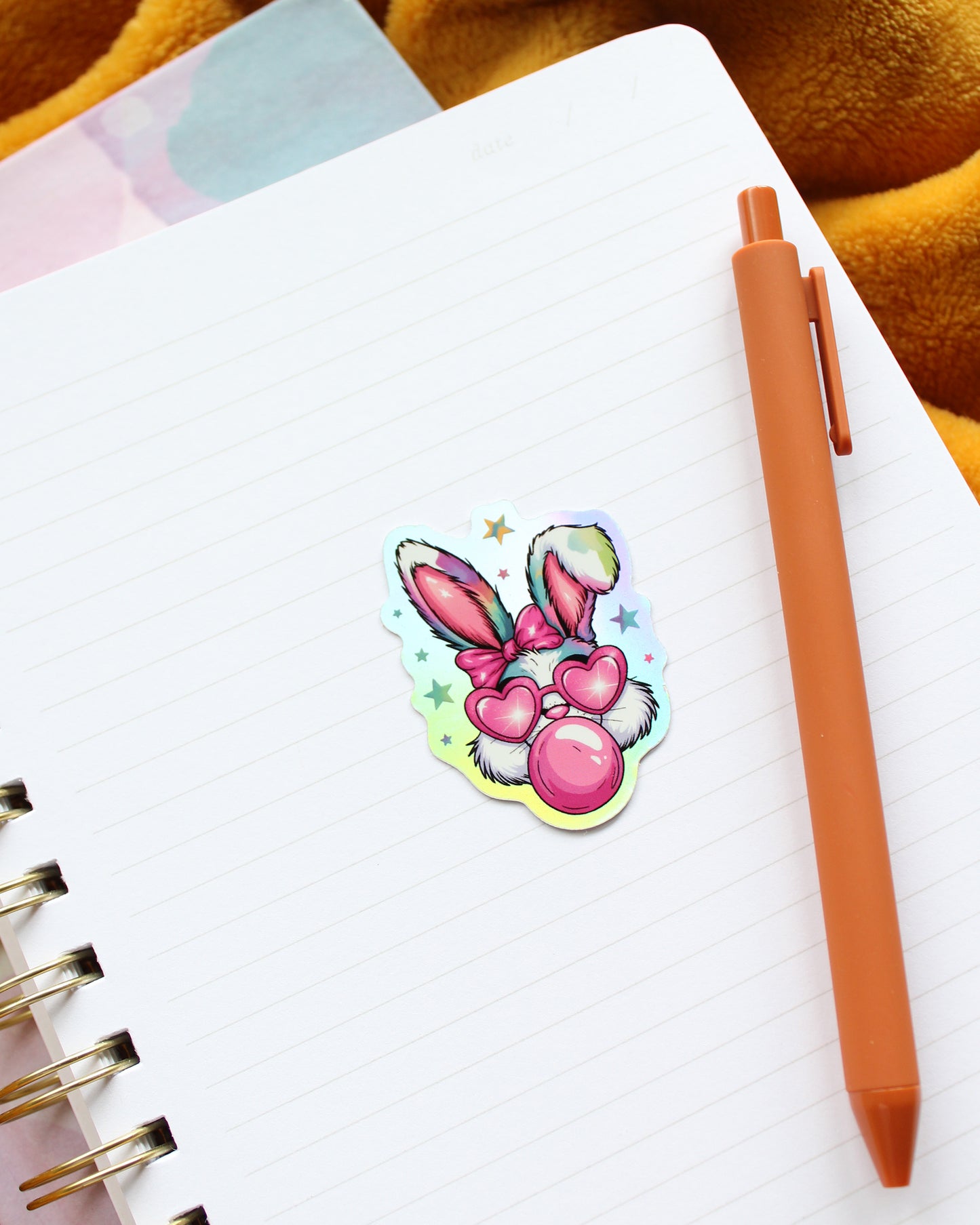 Holographic Bubble Gum Bunny Sticker