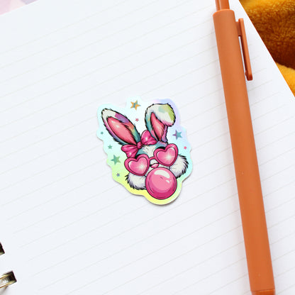 Holographic Bubble Gum Bunny Sticker