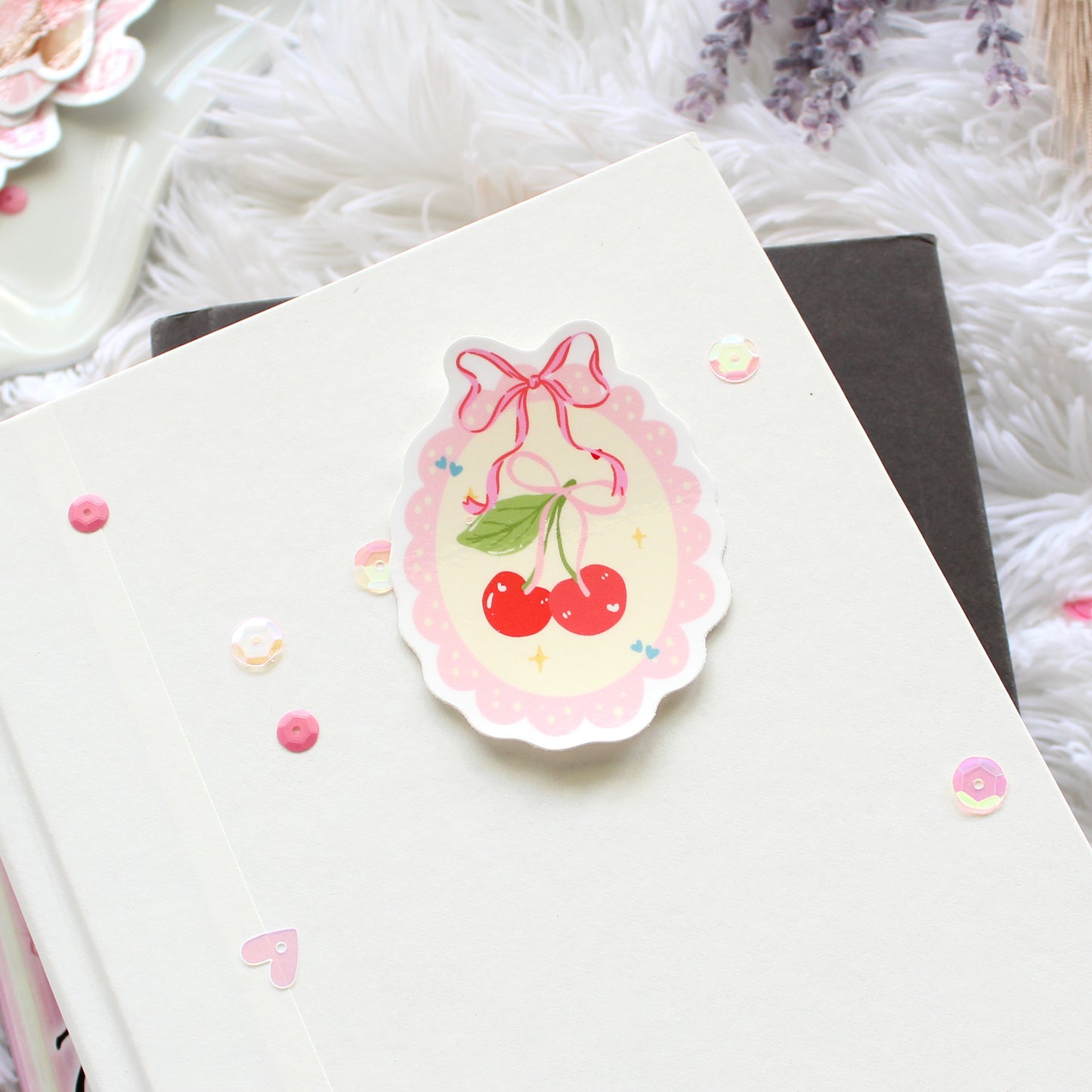 Cherry Scallop Frame Sticker