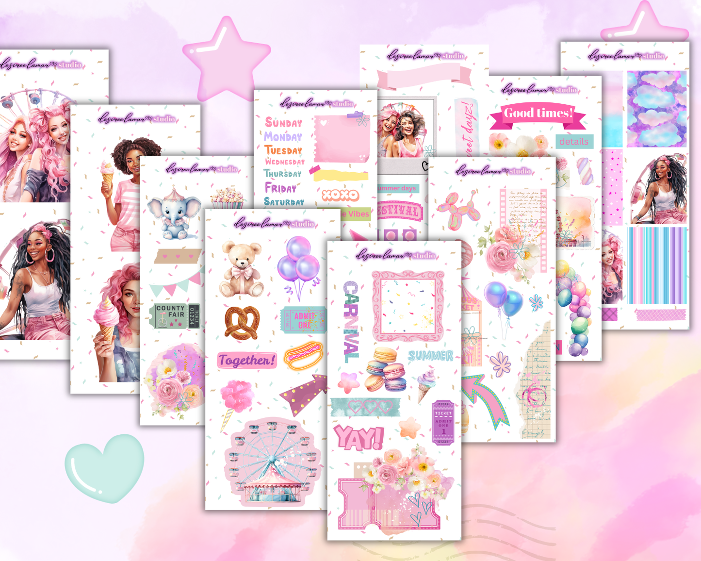 Carnival Craze Sticker Sheet Bundle - 11 Sticker Sheets