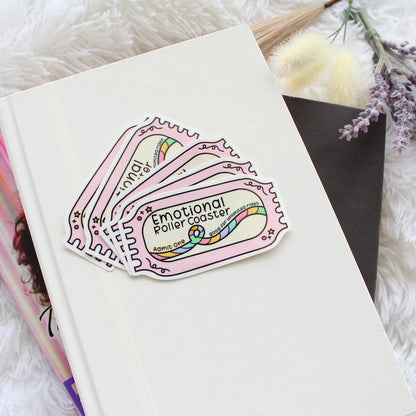 🎢 Emotional Roller Coaster Vinyl Sticker – Admit One to Unlimited Feels! 🎢