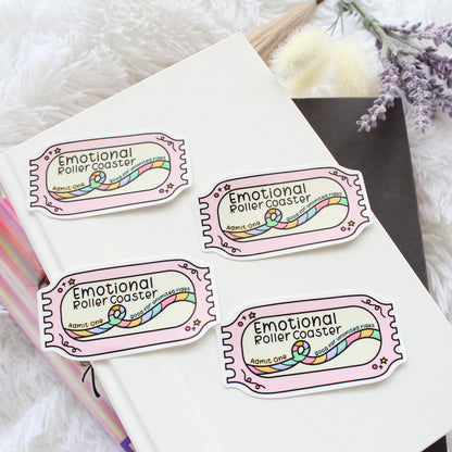 🎢 Emotional Roller Coaster Vinyl Sticker – Admit One to Unlimited Feels! 🎢