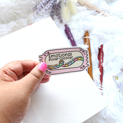 🎢 Emotional Roller Coaster Vinyl Sticker – Admit One to Unlimited Feels! 🎢