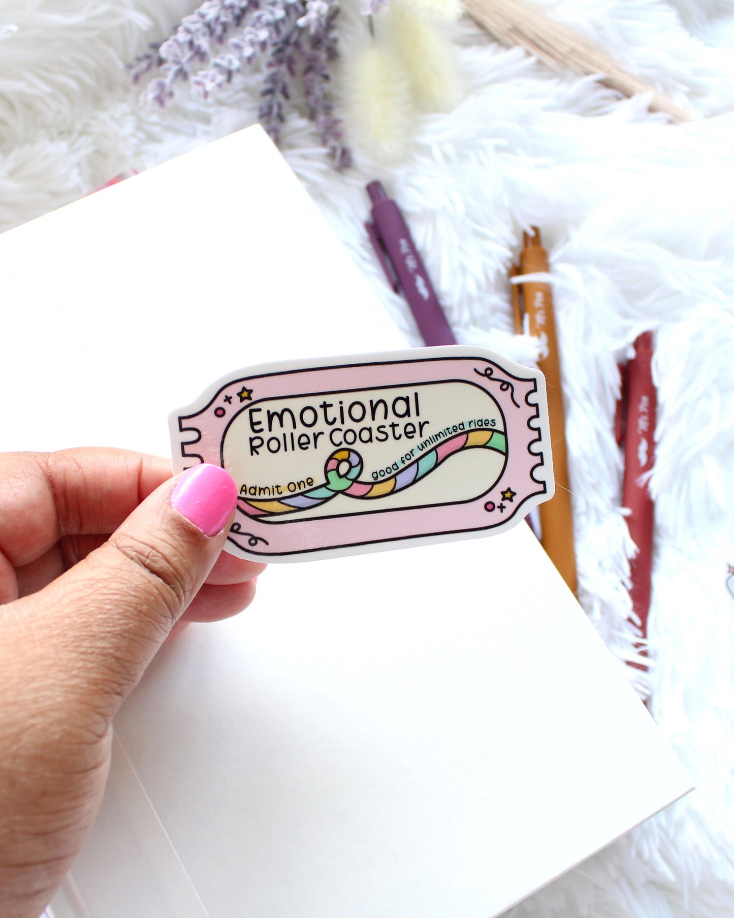 🎢 Emotional Roller Coaster Vinyl Sticker – Admit One to Unlimited Feels! 🎢