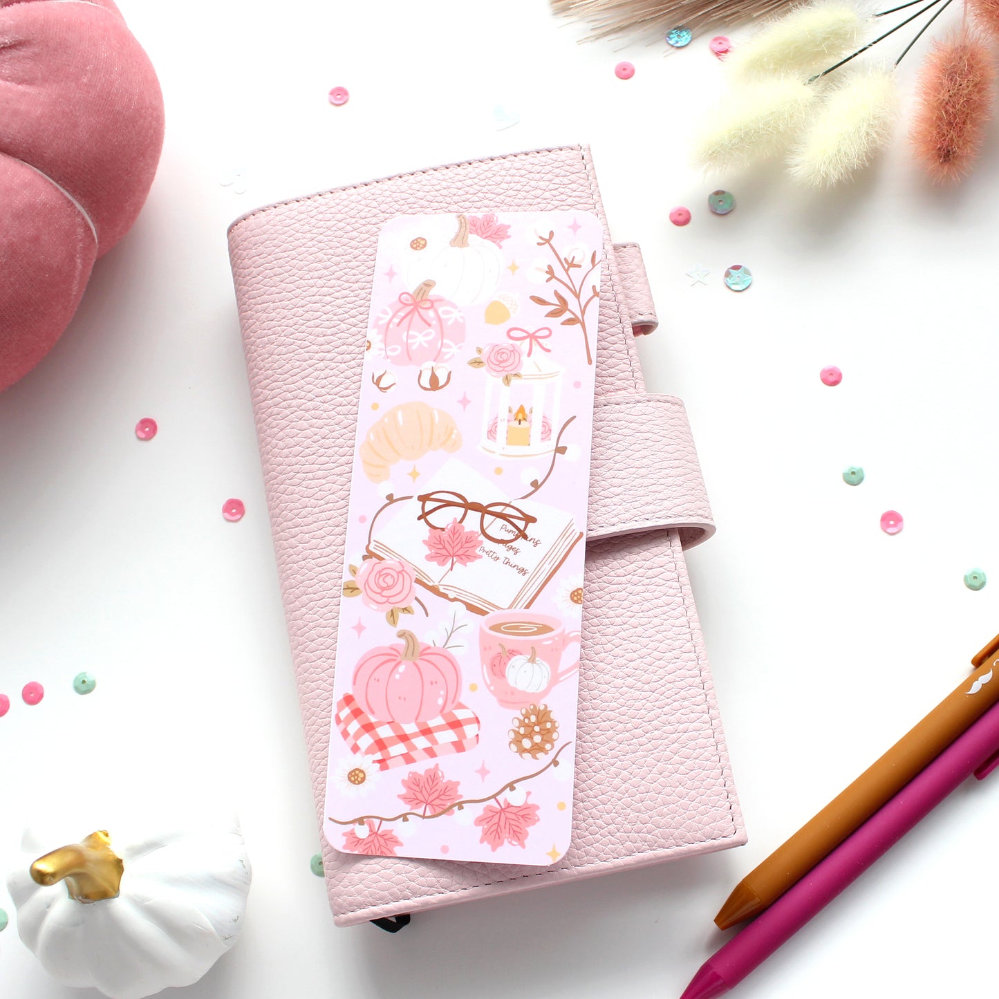 Floral Pumpkin Laminated Bookmark