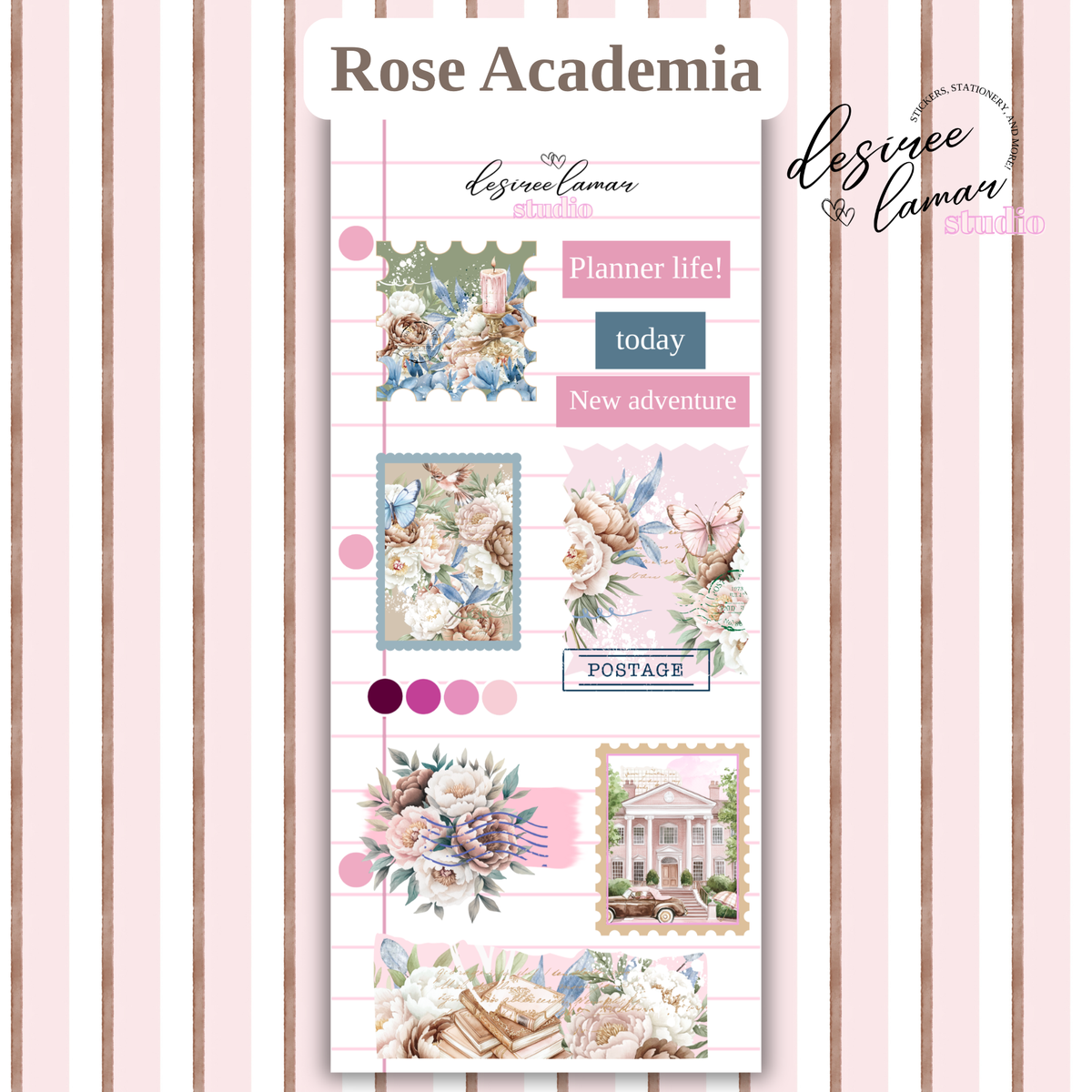 Rose Academia Sticker Sheet Bundle - Includes 8 Sticker Sheets