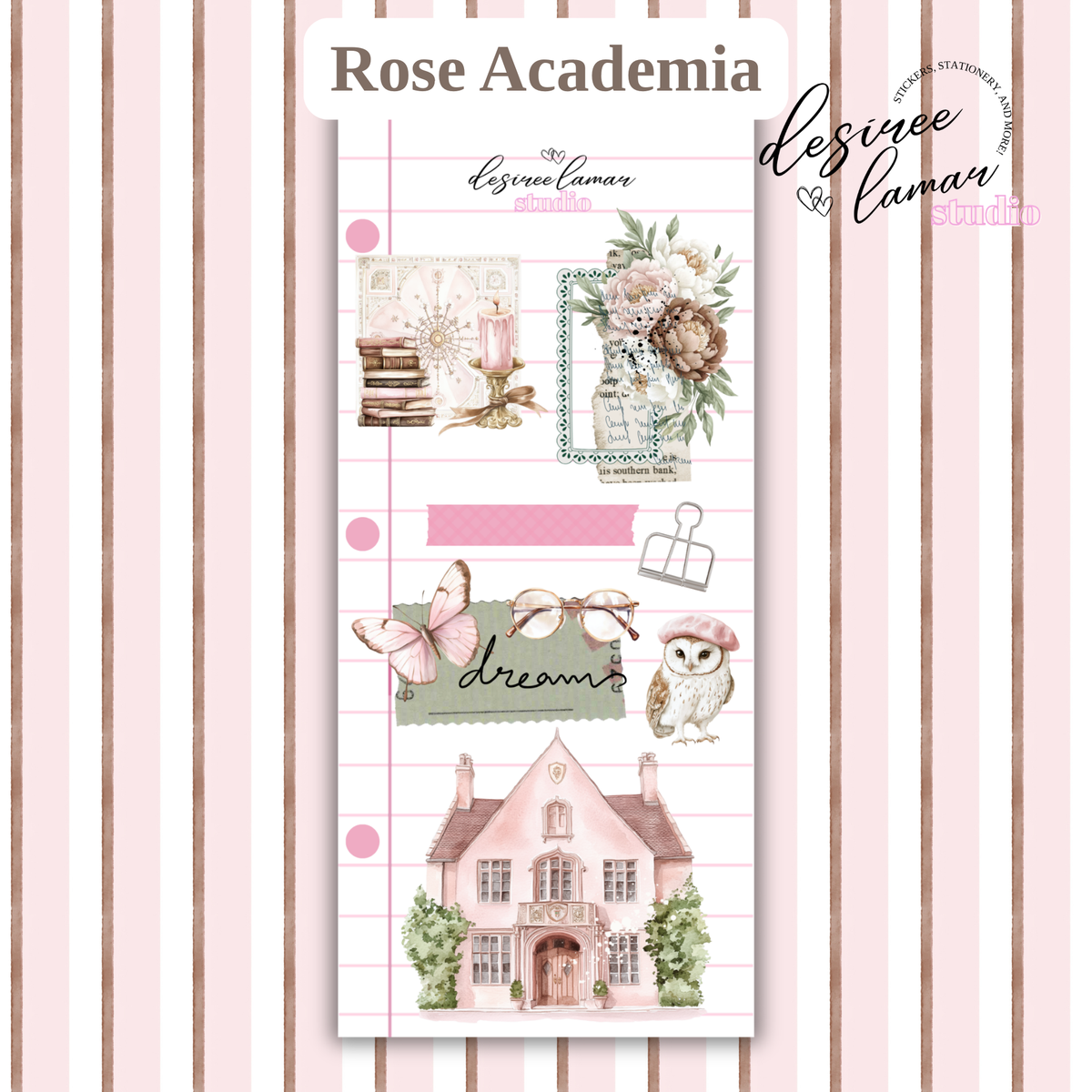 Rose Academia Sticker Sheet Bundle - Includes 8 Sticker Sheets