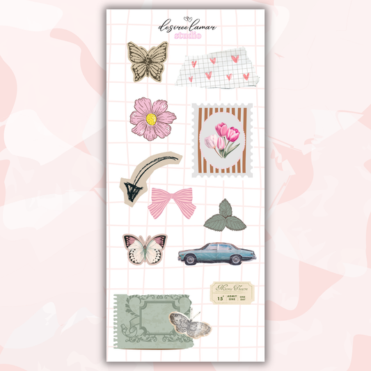 Gingham Garden Sticker Collection | Floral Planner Stickers