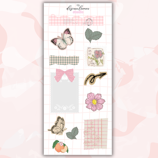 Gingham Garden Sticker Collection | Floral Planner Stickers