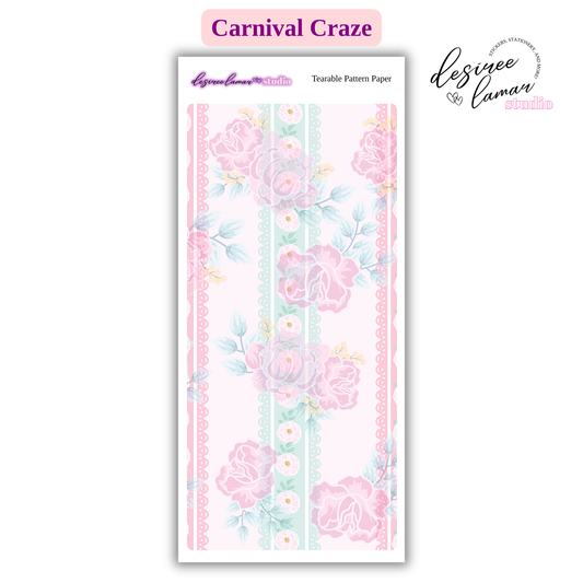 Carnival Craze Floral Stripe Tearable Pattern Sticker Paper