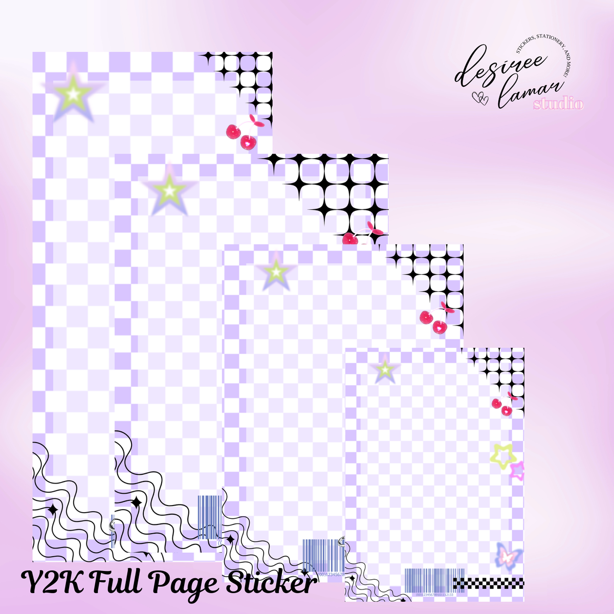 Y2K Full Page Sticker - Purple Checker