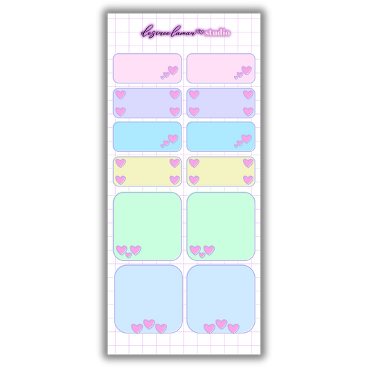 School Spirit Heart Quote Boxes Sticker Sheet