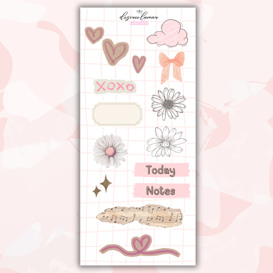 Gingham Garden Sticker Collection | Floral Planner Stickers