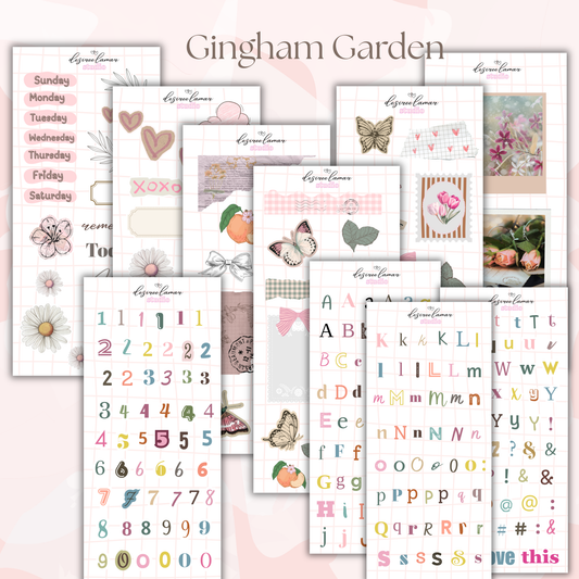 Gingham Garden Collection Bundle Including Alpha and Number  |10 Sticker Sheets