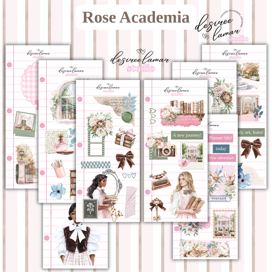 Rose Academia Sticker Sheet Bundle - Includes 8 Sticker Sheets
