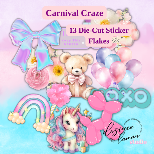 Carnival Craze Die-Cut Sticker Flakes - 13 Pieces