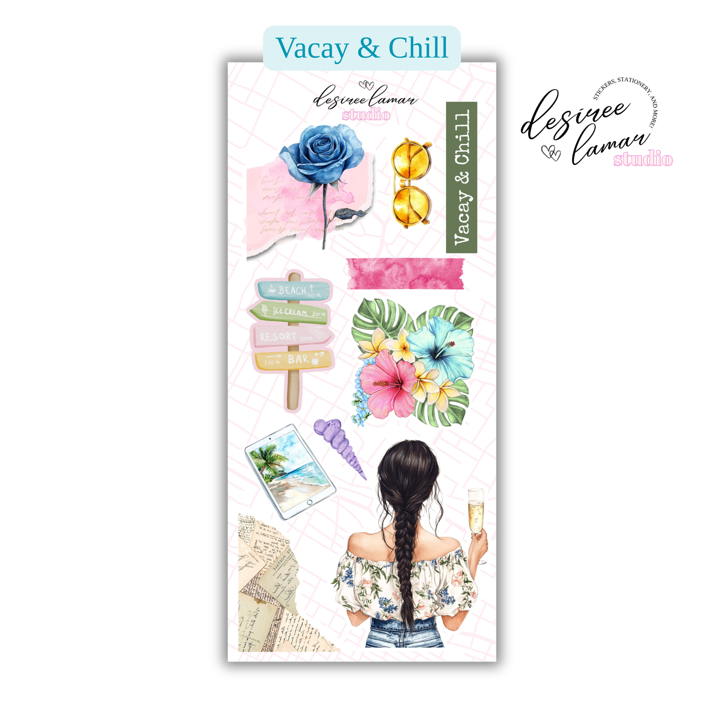 Vacay & Chill Sticker Sheet 2 – Resort & Island Collection