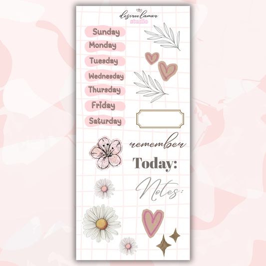 Gingham Garden Sticker Collection | Floral Planner Stickers