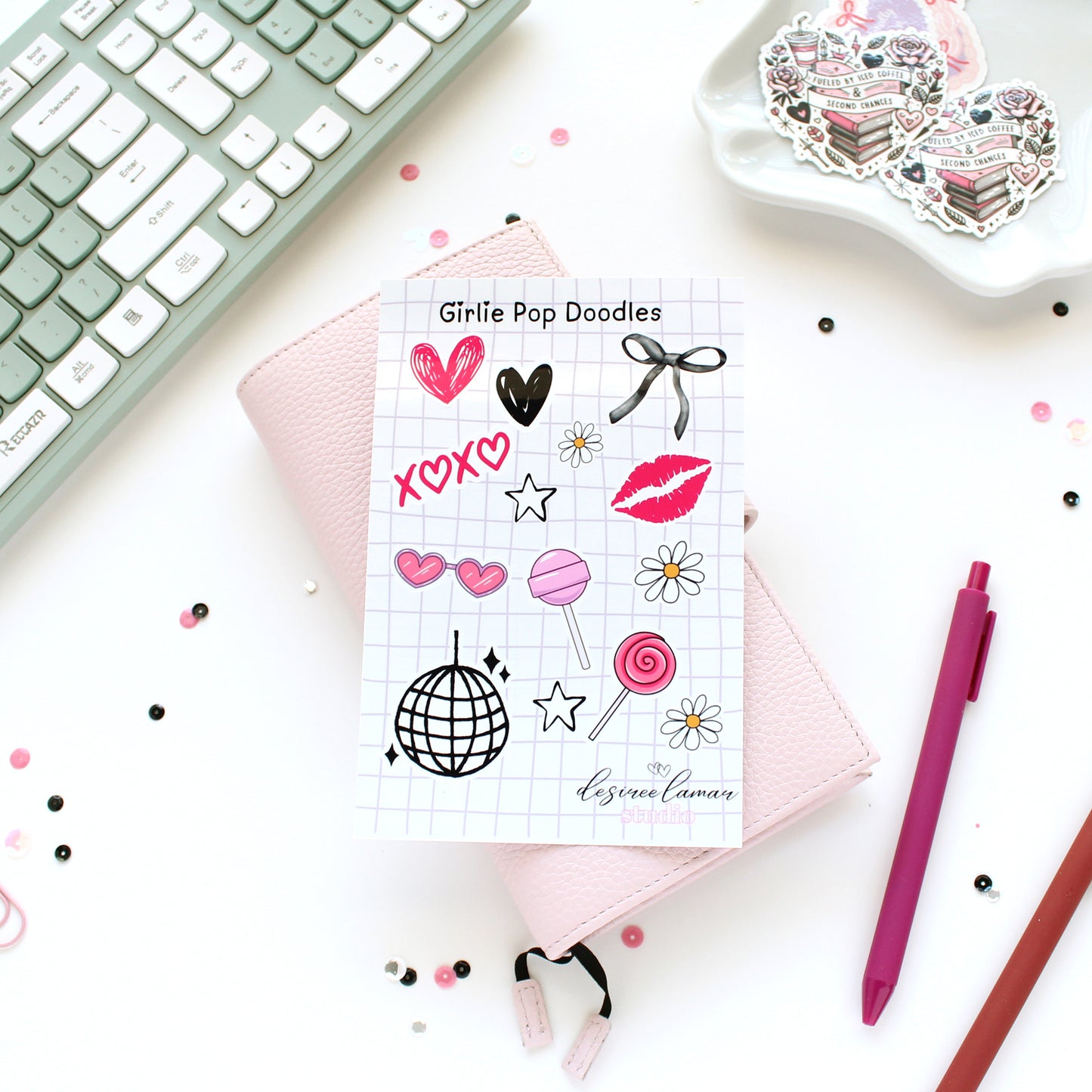 Girlie Pop Doodles Glossy Sticker Sheet