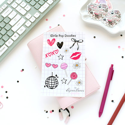 Girlie Pop Doodles Glossy Sticker Sheet