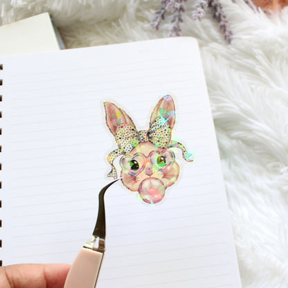 Clear Holographic Coquette Bunny Sticker