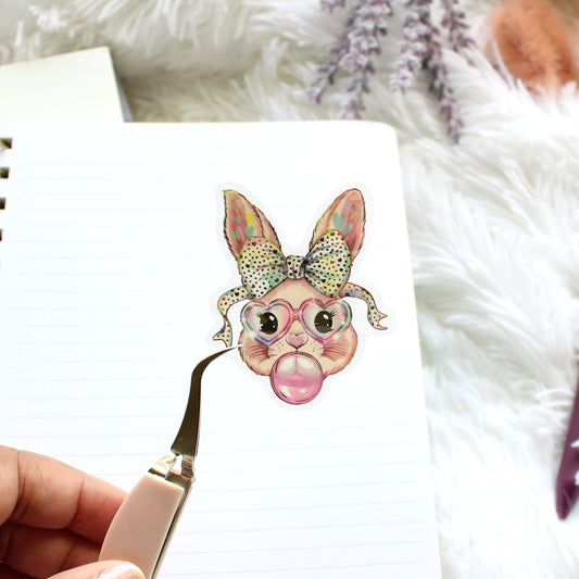 Clear Holographic Coquette Bunny Sticker