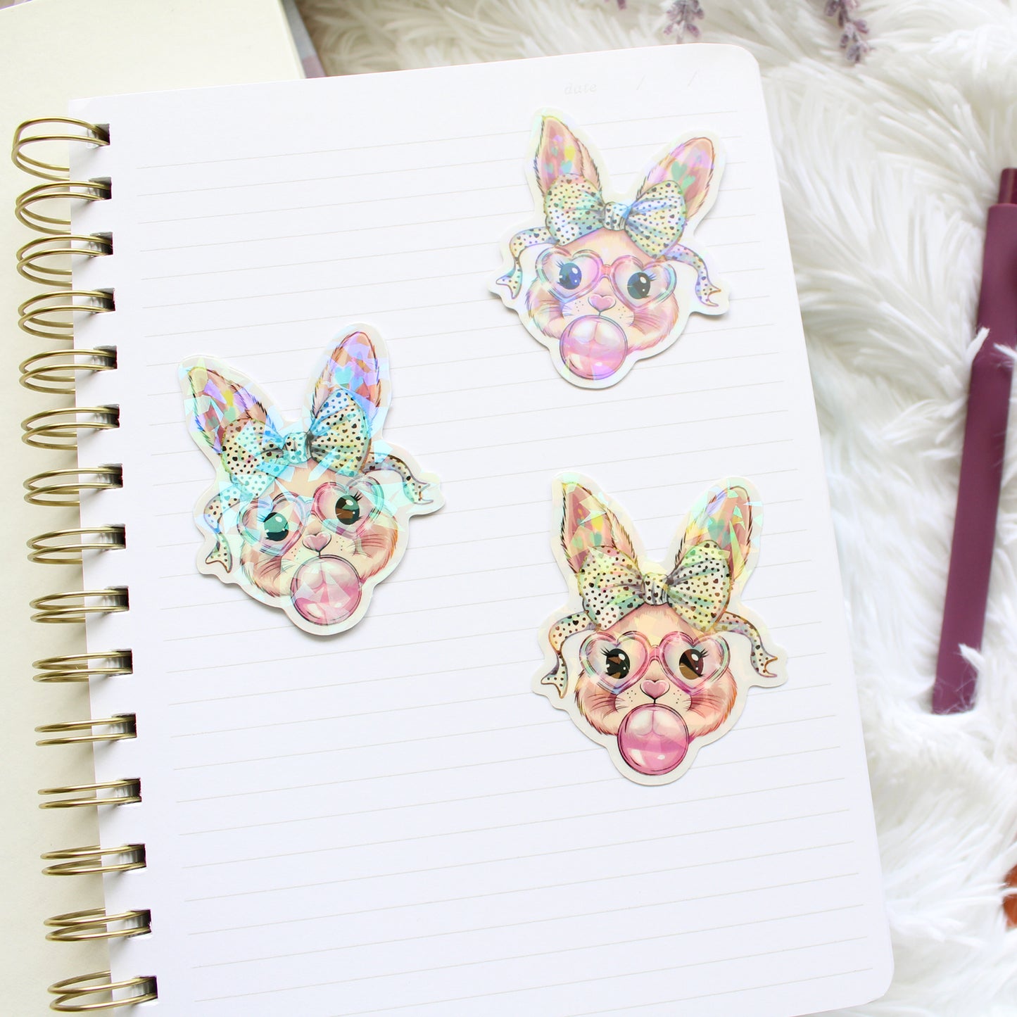 Clear Holographic Coquette Bunny Sticker