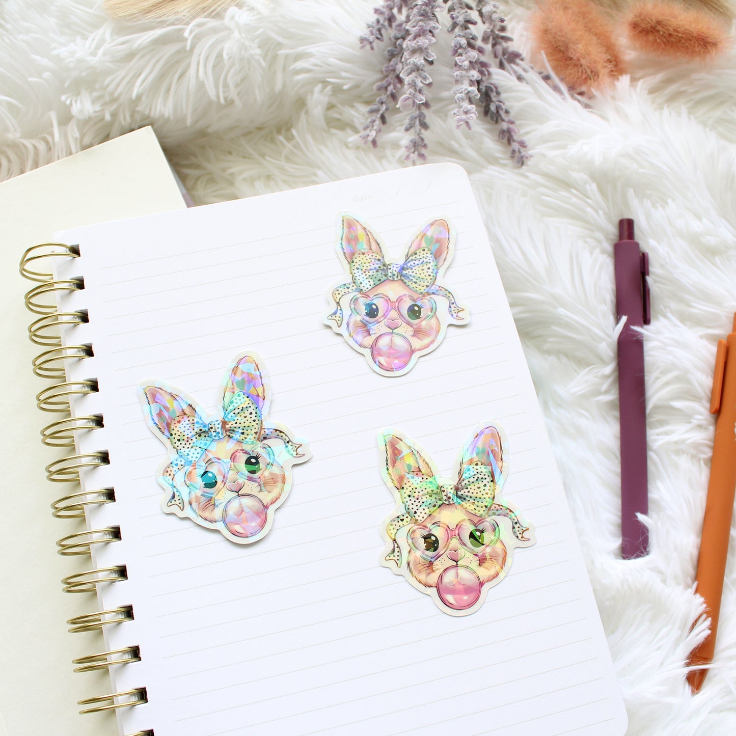 Clear Holographic Coquette Bunny Sticker
