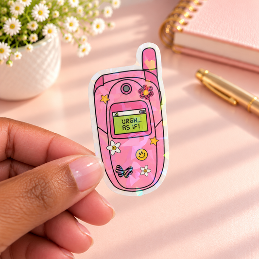 Y2K Flip Phone Broken Glass Holographic Vinyl Sticker