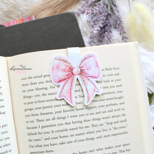 Elegant Holographic Bow Magnetic Bookmark