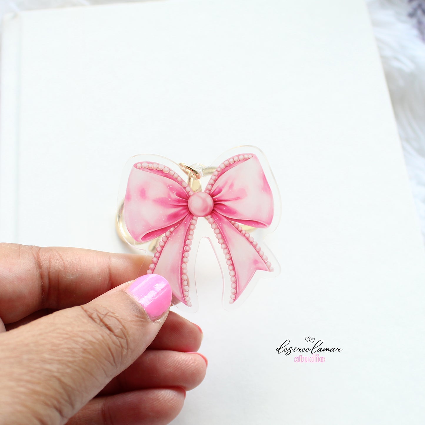 Elegant Bow Acrylic Keychain