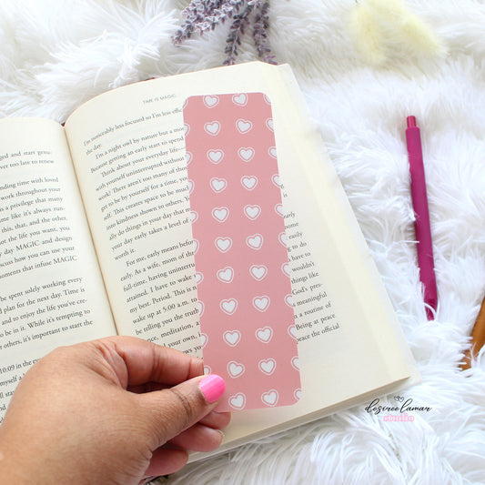 Pink & White Heart Bookmark