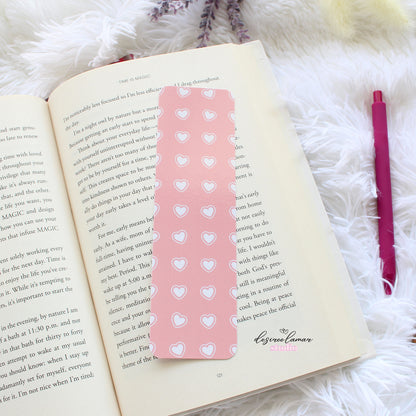 Pink & White Heart Bookmark
